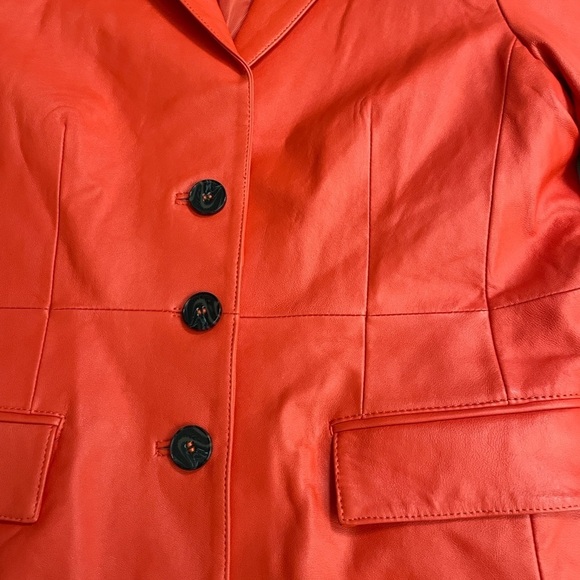 ASOS DESIGN premium Red leather waisted suit blazer size 14 - Picture 10 of 14